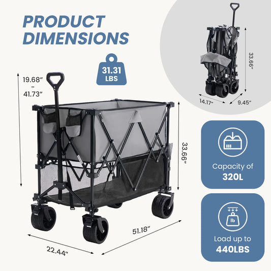 Large Capacity Folding Double Decker Wagon with Brakes
