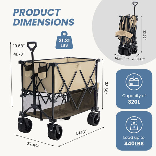 Large Capacity Folding Double Decker Wagon with Brakes