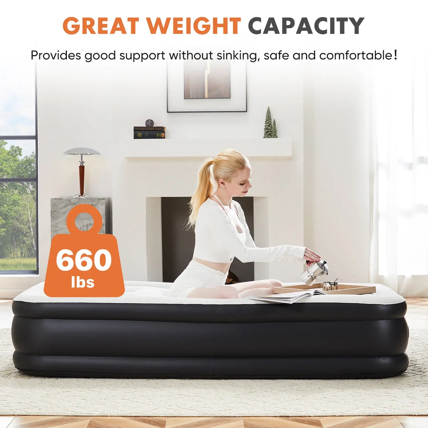 Inflatable Mattress Airbed with Built-in High Capacity Pump