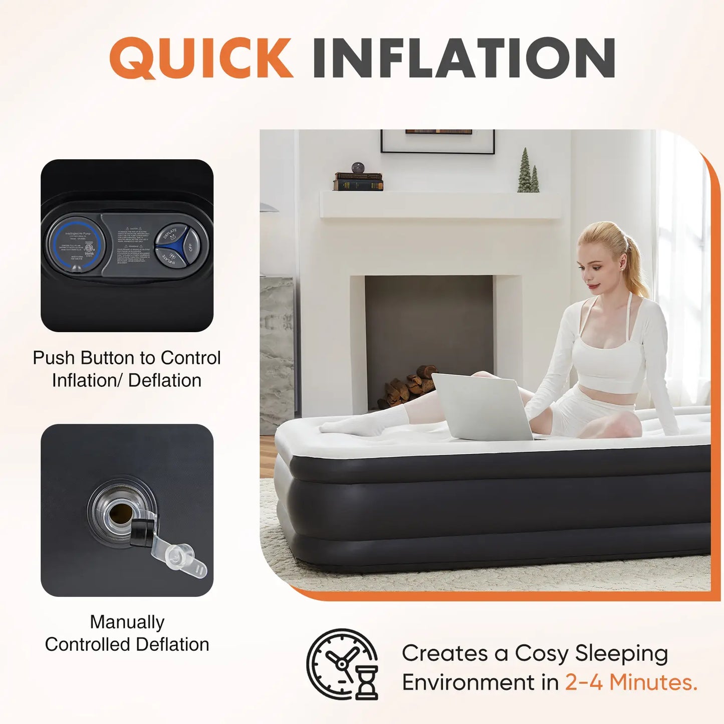 Inflatable Mattress Airbed with Built-in High Capacity Pump