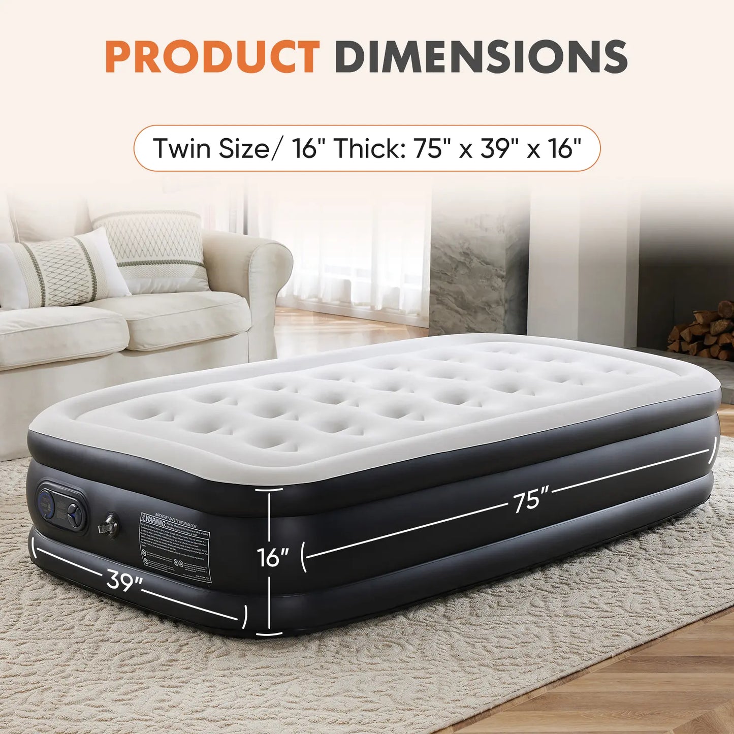 Inflatable Mattress Airbed with Built-in High Capacity Pump